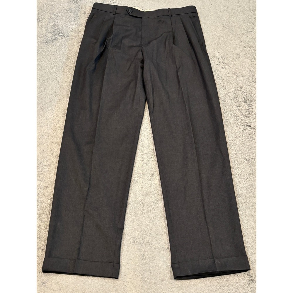 Ballin Classic Mens 37x31.5 Pleated Wool Dress Pants Charcoal Grey Cuffed Canada